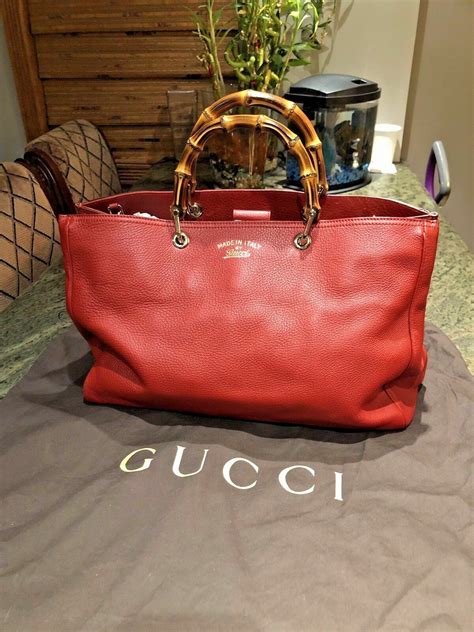 gucci bamboo tote ebay|authentic Gucci bamboo.